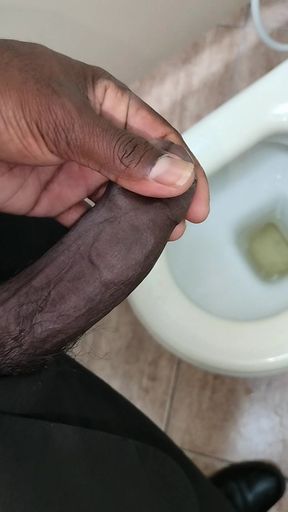 Pissing in toilet