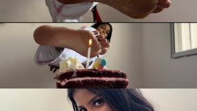 POV : FELIZ ANIVERSÁRIO . PISANDO NO BOLO COM PES