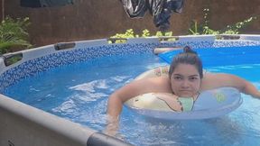 Setting up my inflatables in the pool