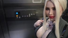 Sexy Curvy Busty Blonde Bombshell Gives a Stranger Unforgettable Blowjob In the Elevator