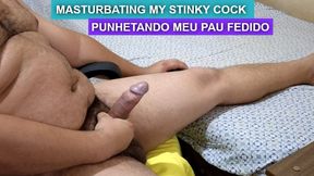 Masturbating my stinky cock at a hot sunday with my male bator smell filling the room