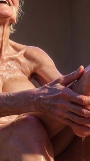 Old Granny Enjoying Oil Foot Massage - Desperate for Tongue in Toes
