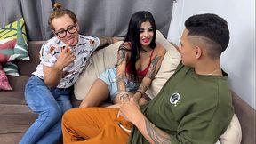 Horny Colombian gets fucked by two friends