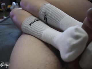 Sexy Footjob In Long Socks ???? - Miley Grey