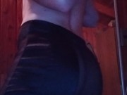 Femboy Horny boy Dancing with a sexy black translucent skirt and mask