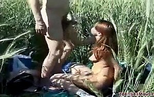 Teen fuck out in a field