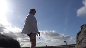 crossdresser sissy on a road parking lot sounding in ga