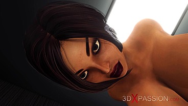 A sexy brunette gets fucked by a US soldier in a hidden room