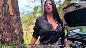Street fix-it man gets lucky with busty Latina experienced one