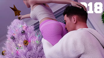 Being A DIK #218 - Brunette College Girl Shoves My Head Into her Ass While She Puts The Star On The Tree