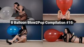 8 Balloon Blow2Pop Compilation #15 - B2P Latex Bursts, Tease, and Loud Pops - Kylie Jacobs - MP4 1080p HD