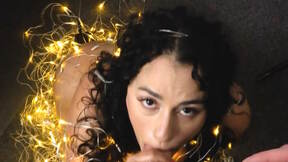 ”Curly buxxom Latin wifey performs sloppy oral”