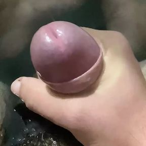 Jerking in water when watching shemale porn