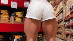 Bulk Grocery Store Shopping Jean Shorts and High Heels