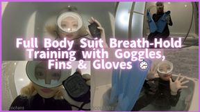 Full Body Suit Breath-Hold Training with Goggles, Fins & Gloves
