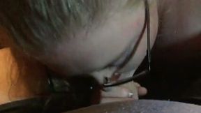 Wondrous amateur wife in glasses is into sucking delicious cock