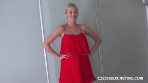 Lady in red is banged hard in casting