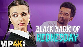 DADDY4K. FUCKING SLUT dressed as WEDNESDAY is masturbating to get DADDY'S BIG BLACK COCK