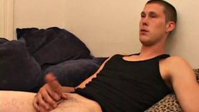 Horny Brent quickly strips down and begins some serious stroking. In thr meantime Lucky is in another room beating his meat. Brent works long and hard and finally squeezes out a nice load, while Lucky is on the other side of the wall.