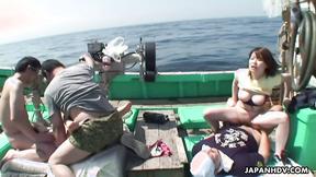Gang bang on their Japanese trawler