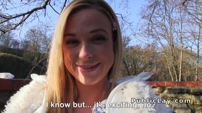 Czech student pays blonde for public sex