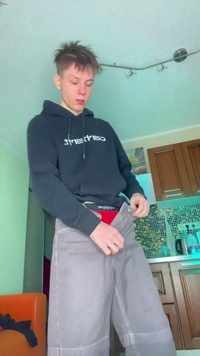 Watch This Young Student Shoot a Thick Load of Cum