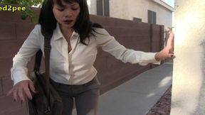 desperate to pee asian pissing her pants