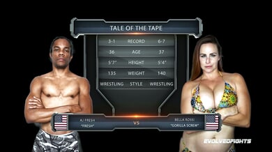 Bella Rossi dominates Aj Fresh with her pussy in a muscle wrestling gym