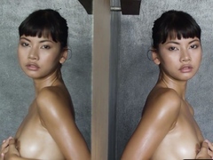 Petite brunette and Thai MILF strip nude