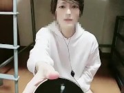 うさみみイケメン日本人がオナ禁後の連続オナニーで大量射精！028