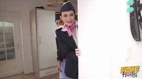 ”Slutty air hostesses fucking the first available shaft after landing - Moona Snake, Rebecca Volpetti & Jenny Doll”