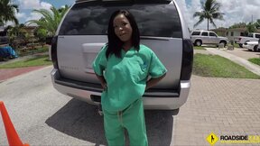 Roadside XXX - Black Chick bangs her mechanic so he will fix her car asap