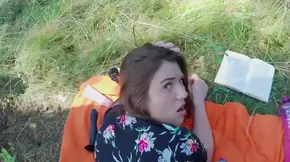 Pervert catches busty outdoor doggy style fuck