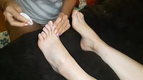 I touch and massage my boss's feet