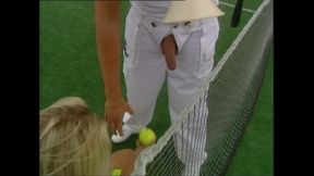 Wonderful Amateur MILF with Big Tits Ass Fucked in the Tennis Court and Cumshot on Pussy by Huge Cock