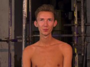 Submissive twink Jay Mc Dally restrained for BDSM torture