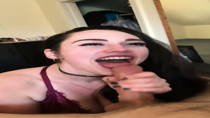 Intense deepthroat ending deep in her throat