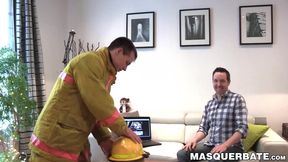 Mature gay Pascal enjoys watching a firefighter strip naked