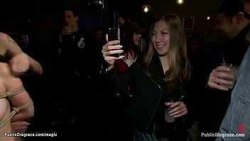 Blond gang banged in public bar