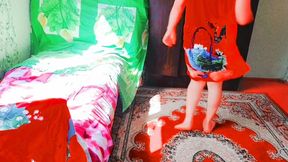 Soft Sissy Twirling Skirt in Cozy Warm Bedroom