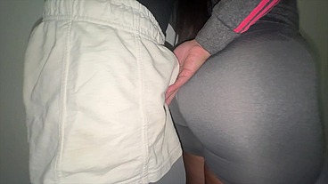 Big-ass Woman Touches a Stranger's Cock