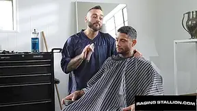 Andre Bedford And Drew Valentino In Horny Barber Smashes Tatted Client