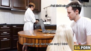 SISPORN. Woman does chores not noticing step daughter having fun with