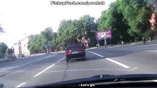 Blonde Sucking Dick in the Middle of the Road