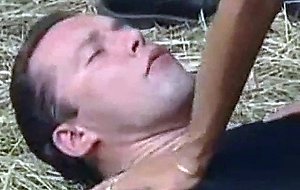 Teen fucked and jizzed in the barn