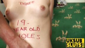 Teen Slut Gags on Huge Cock in UKSubSluts