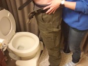 My girlfriend holds my dick and helps me pee pissing