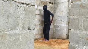 Ebony Slime Waist Got Smashed on the Wall of an Uncompleted Building Doggy