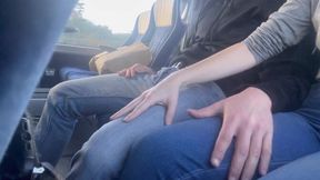 Amateur couple enjoys a wild public handjob on the bus