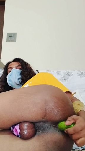 Indian crossdressers hot sissy bich fuking cucumber in ass hol   Clip 1